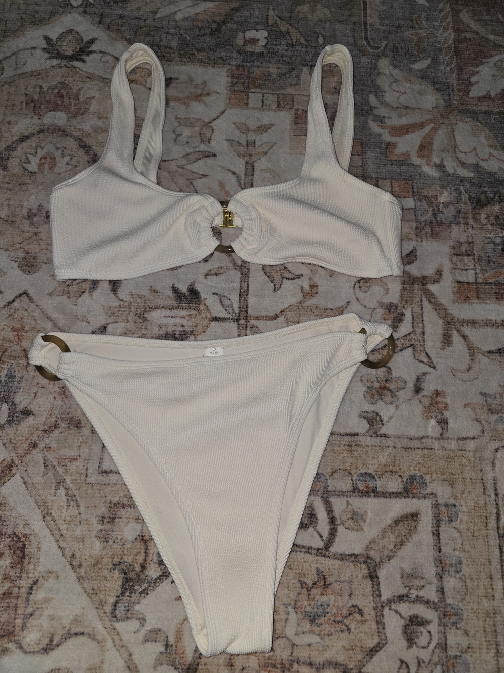 Cream Ring-Accent Two-Piece Bikini Set